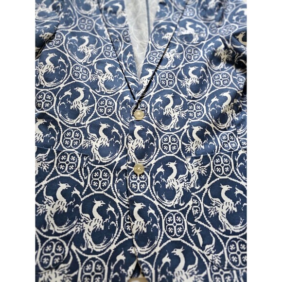 J. McLaughlin Men’s Modern Style Blazer Jacket Size 38 Navy Blue White Griffin - Picture 4 of 8